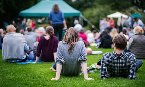 People watching a community event at Knights Grange, Winsford, Cheshire